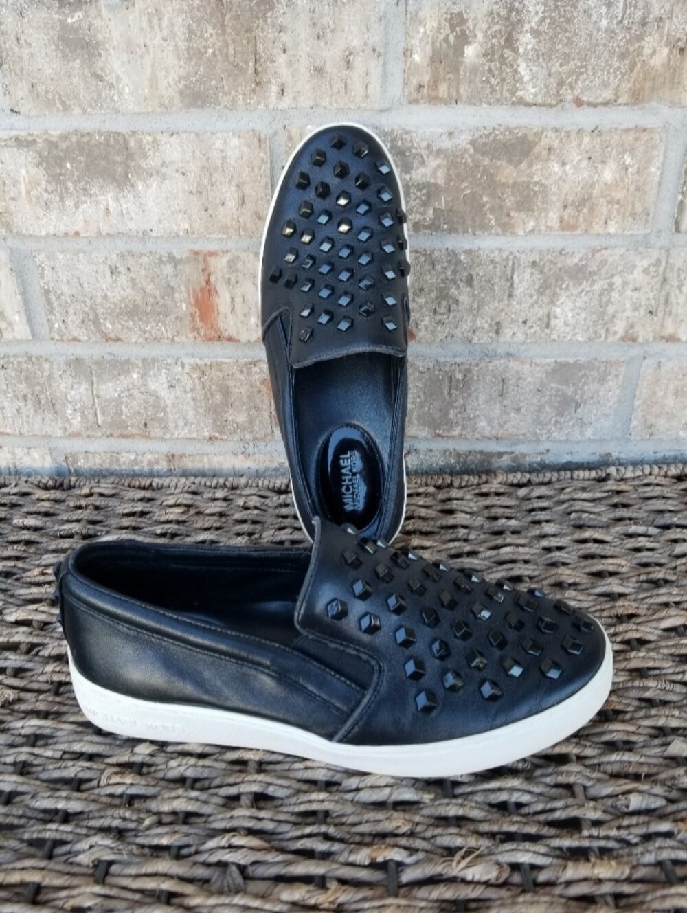 Michael Kors Keaton BLACK SlipOn Sneaker (Women 8.5) Studded Designer Shoes